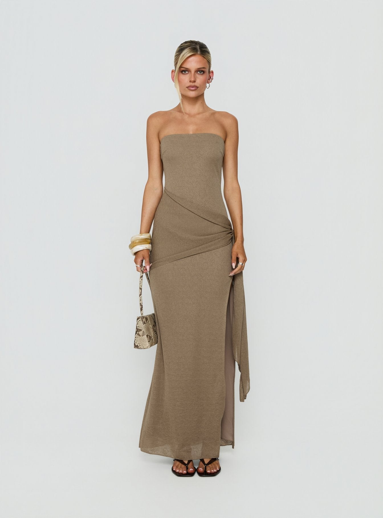 Analeah Strapless Maxi Dress Brown