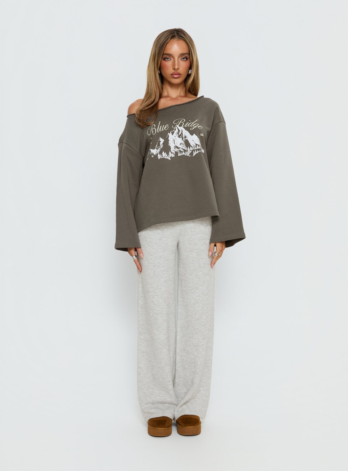 Bekki Wide Leg Knit Pant Grey Marle