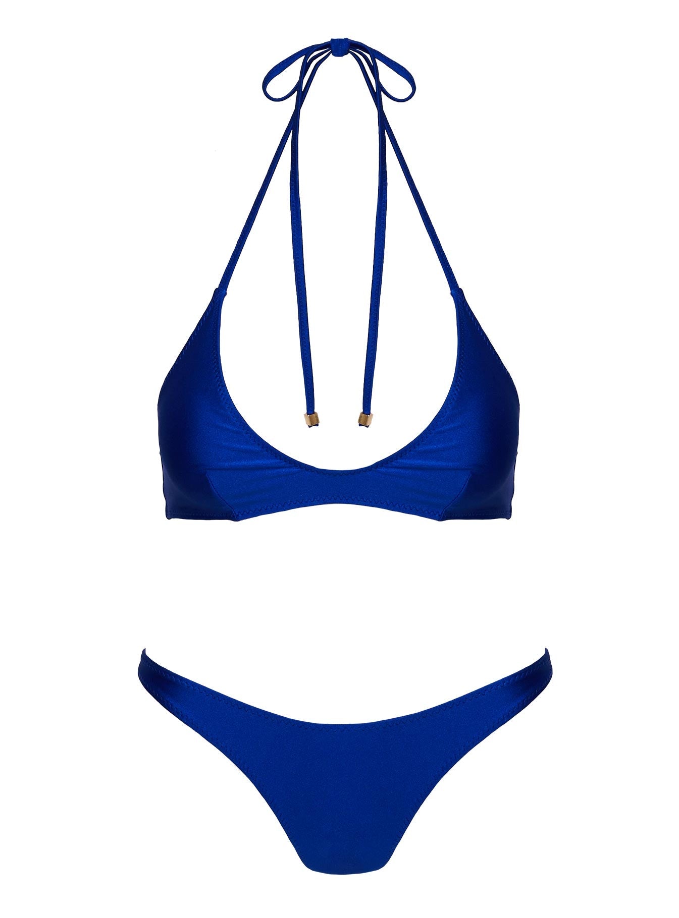 Athia Halter Shine Bikini Top Blue