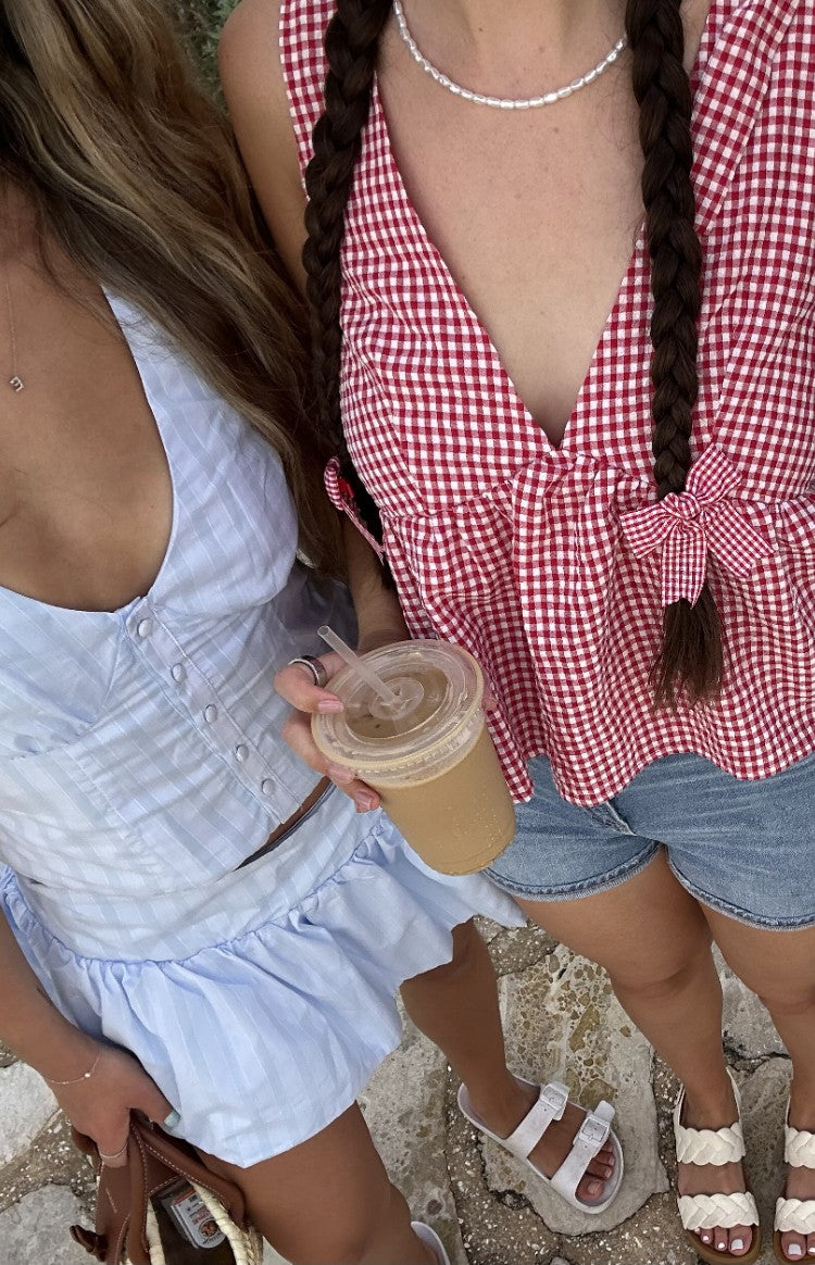 Angelica Red Gingham Tie Top
