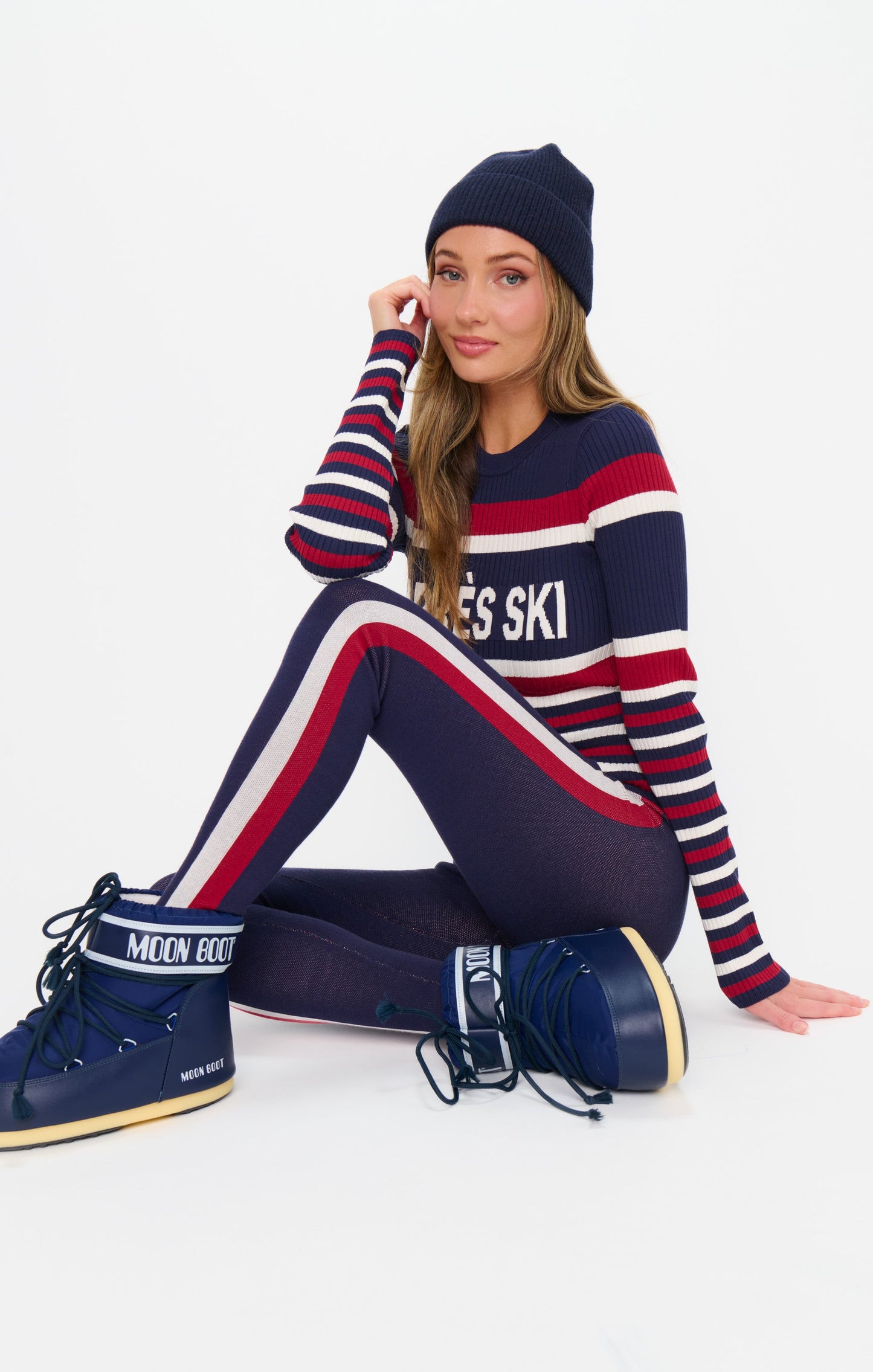 Cozy Leggings ~ Navy Race Stripe Knit