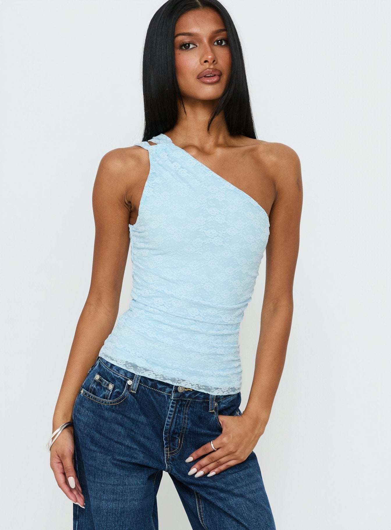 Arienne One Shoulder Top Blue