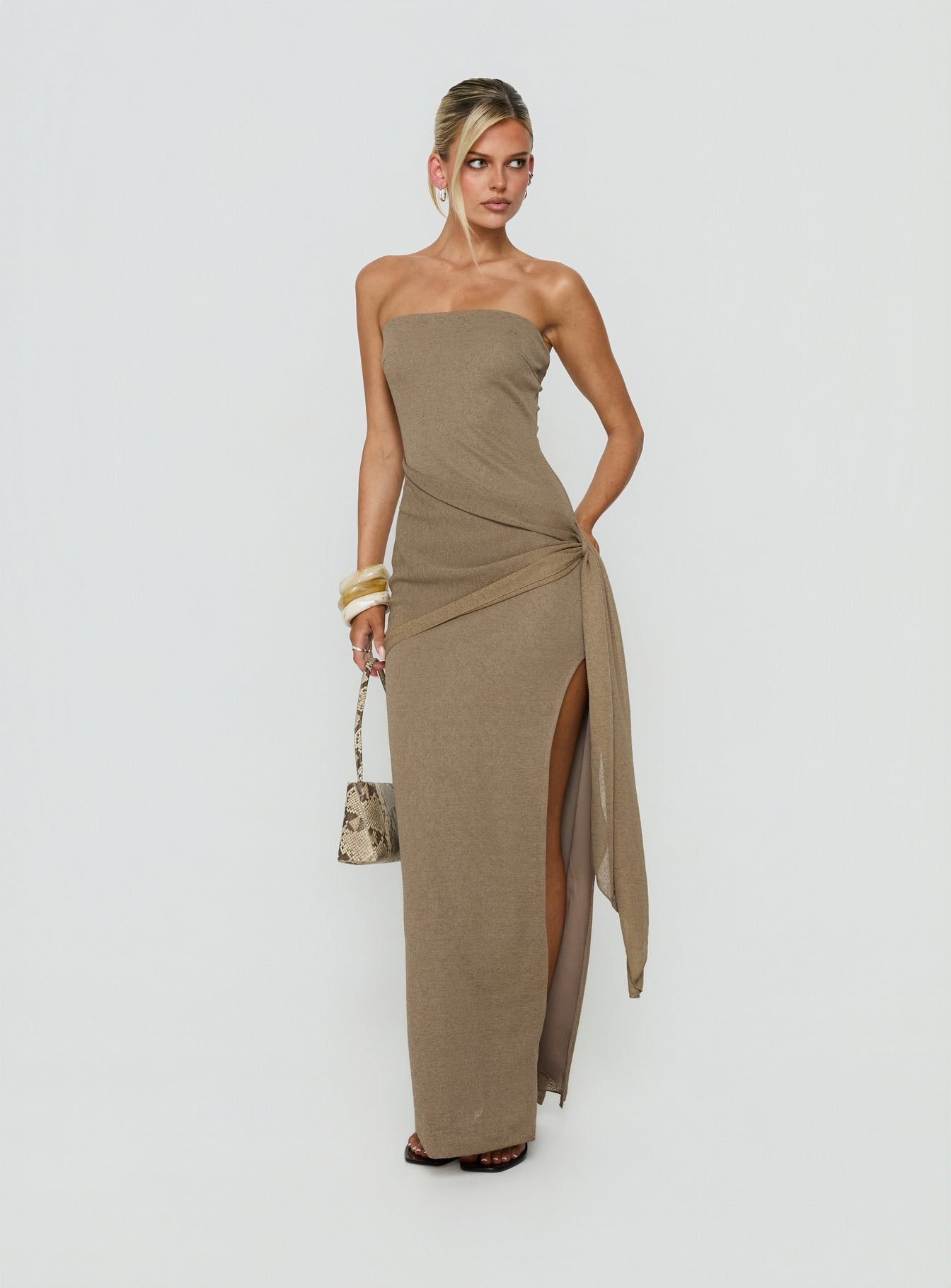 Analeah Strapless Maxi Dress Brown