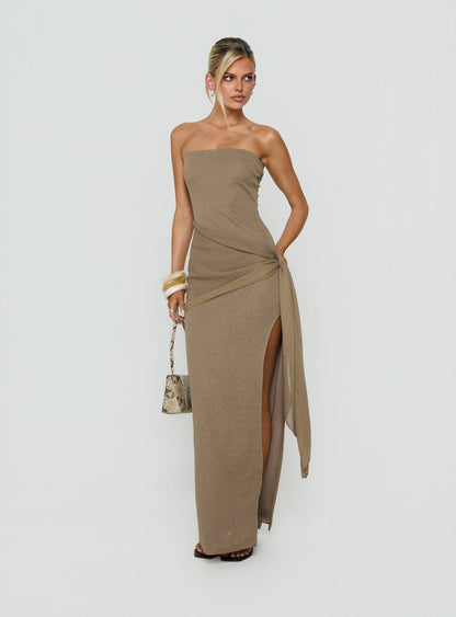 Analeah Strapless Maxi Dress Brown