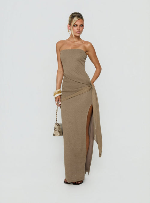 Analeah Strapless Maxi Dress Brown