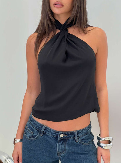 Adalynne Twist Front Top Black