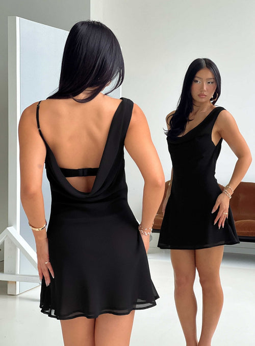 Adelayde Cowl Neck Bra Mini Dress Black