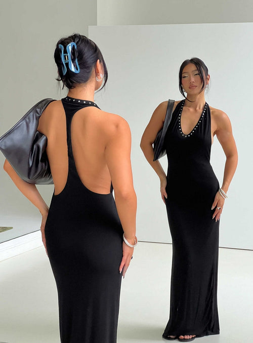 Ascenza Studded Racerback Maxi Dress Black