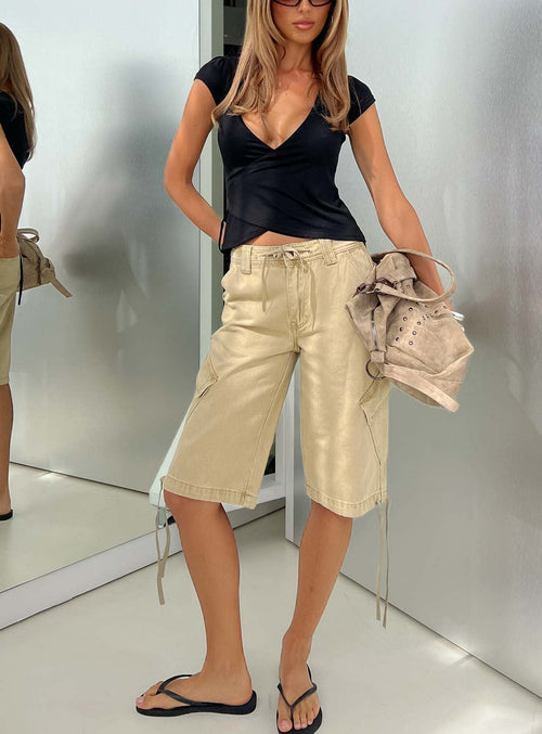 Apres Tie Waist Jorts Stone