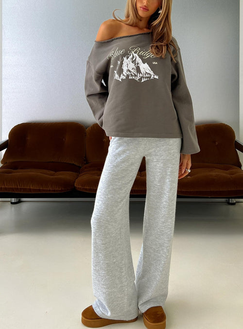 Bekki Wide Leg Knit Pant Grey Marle