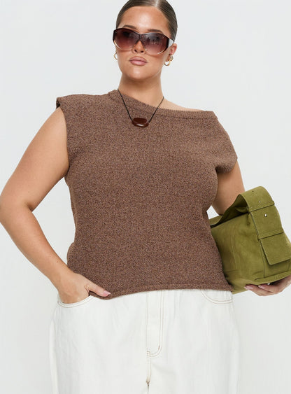 Ashfield Off Shoulder Top Brown Curve