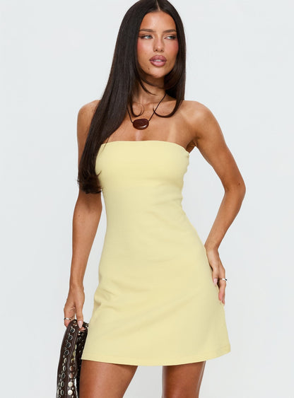 Baseline Strapless Mini Dress Yellow