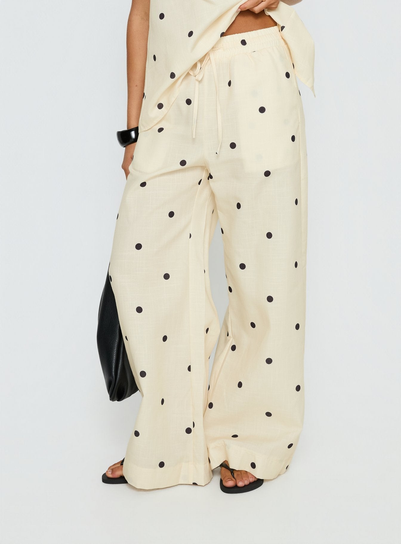 Bellara Tie Waist Pants Yellow Polka