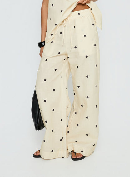 Bellara Tie Waist Pants Yellow Polka