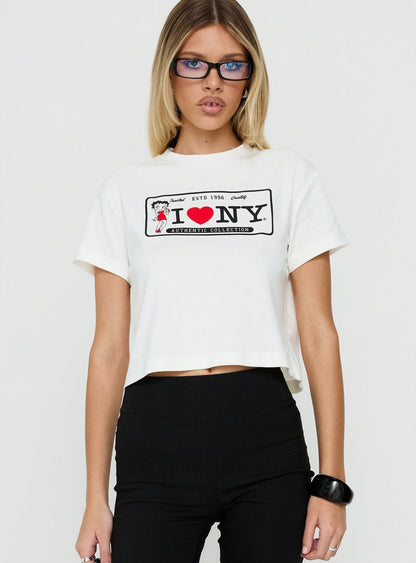 Betty Loves NY Graphic Baby Tee White