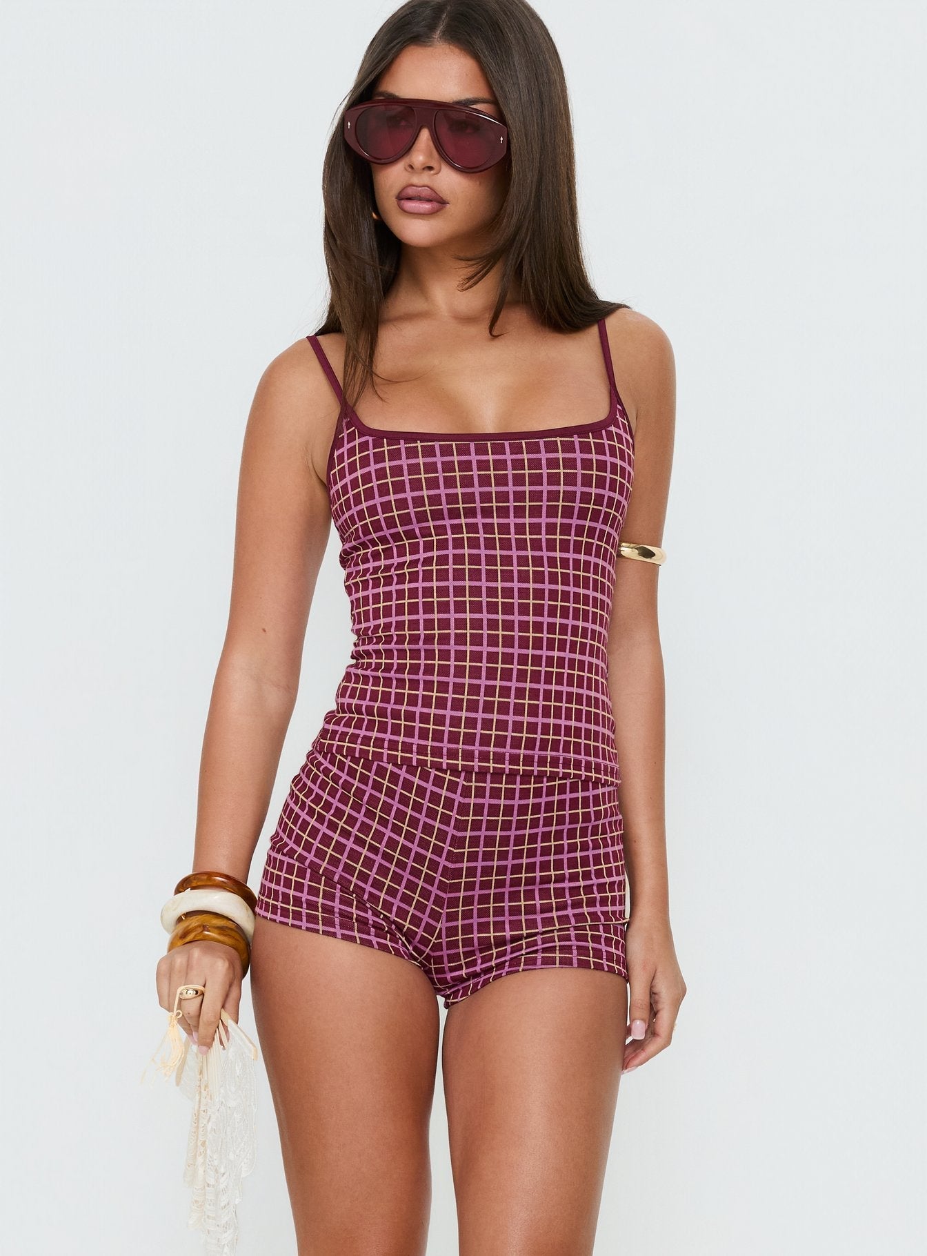 Aderis Micro Shorts Red Check
