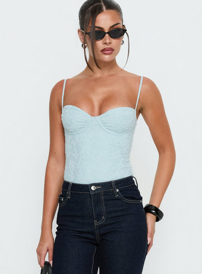 Alorah Textured Bodysuit Blue