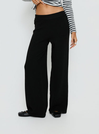 Bekki Wide Leg Knit Pant Black