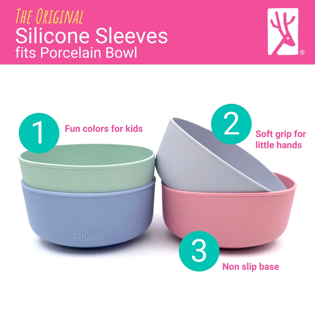 Porcelain Bowl Silicone Sleeve Lilac/Blush/Sage/MistyBlue
