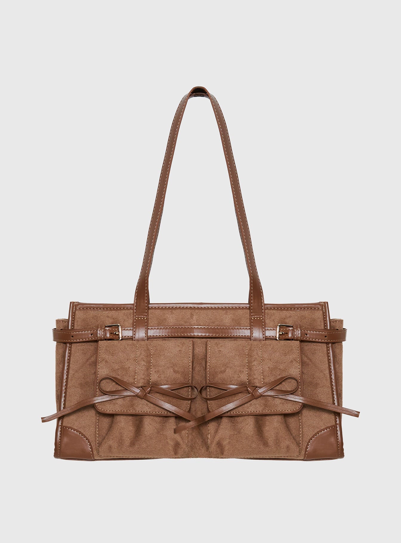 Beaming Bow Detail Shoulder Bag Tan