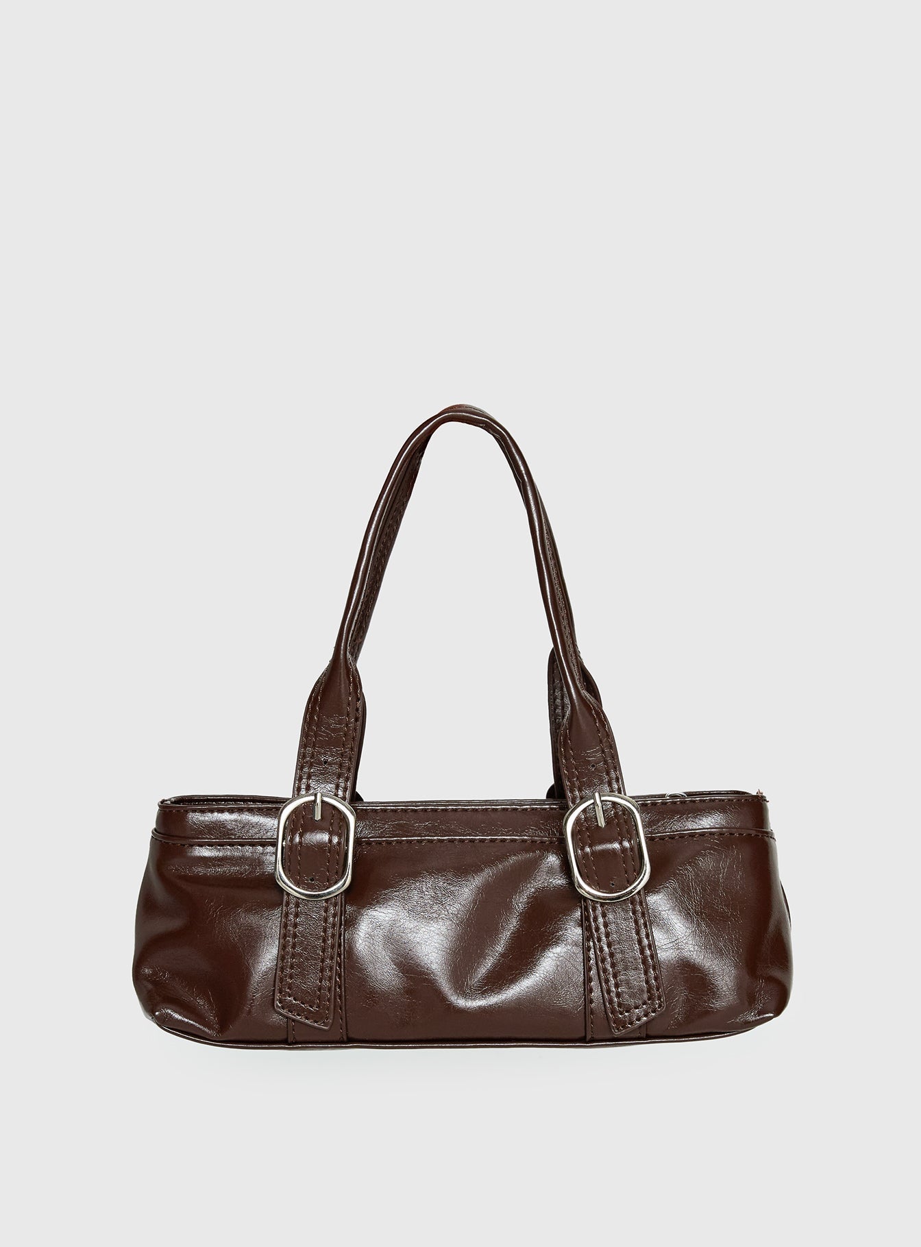 Aperture Faux Leather Shoulder Bag Brown