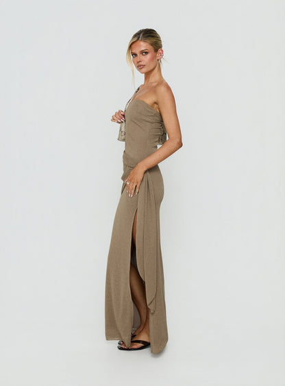 Analeah Strapless Maxi Dress Brown
