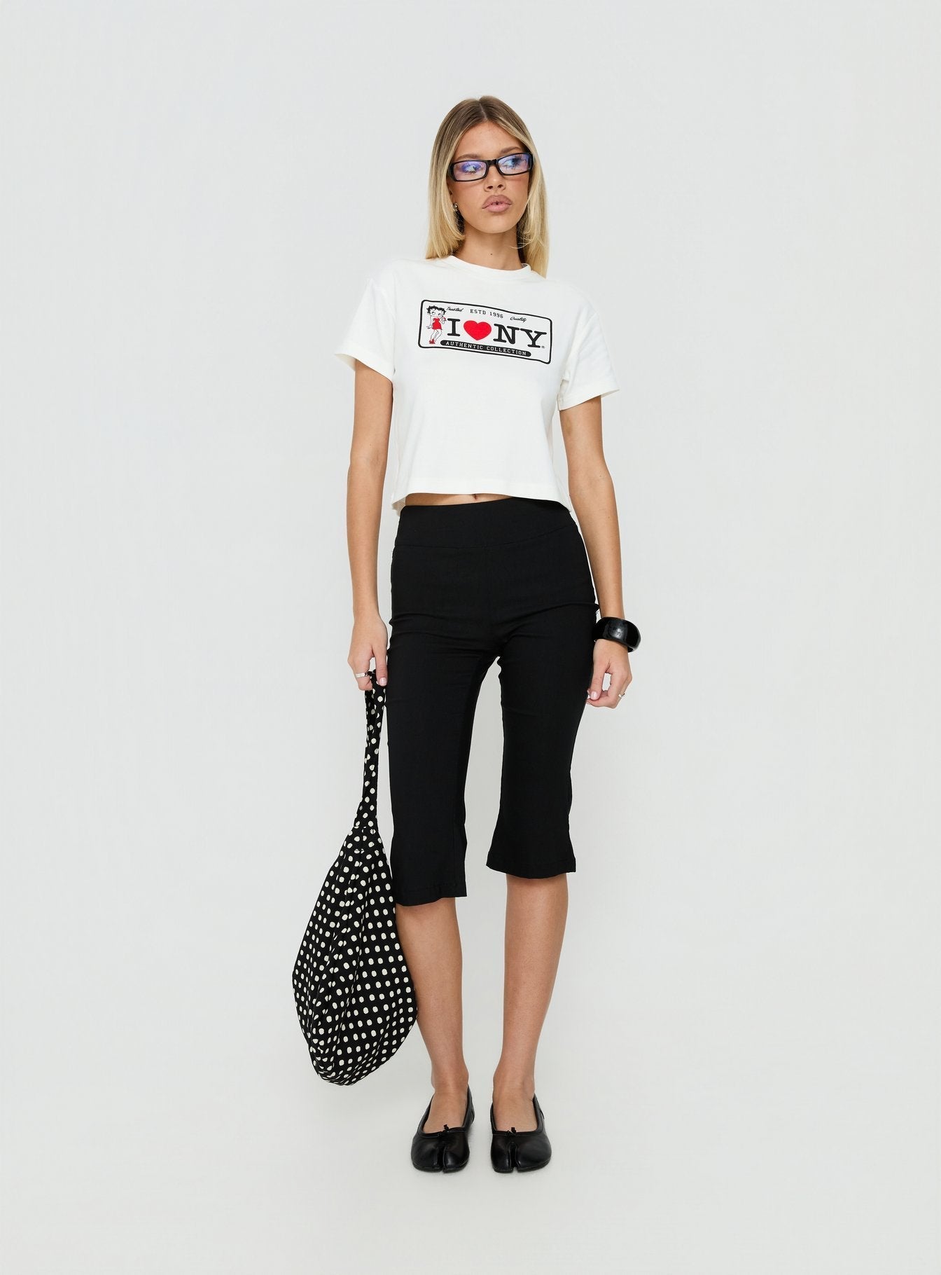 Betty Loves NY Graphic Baby Tee White