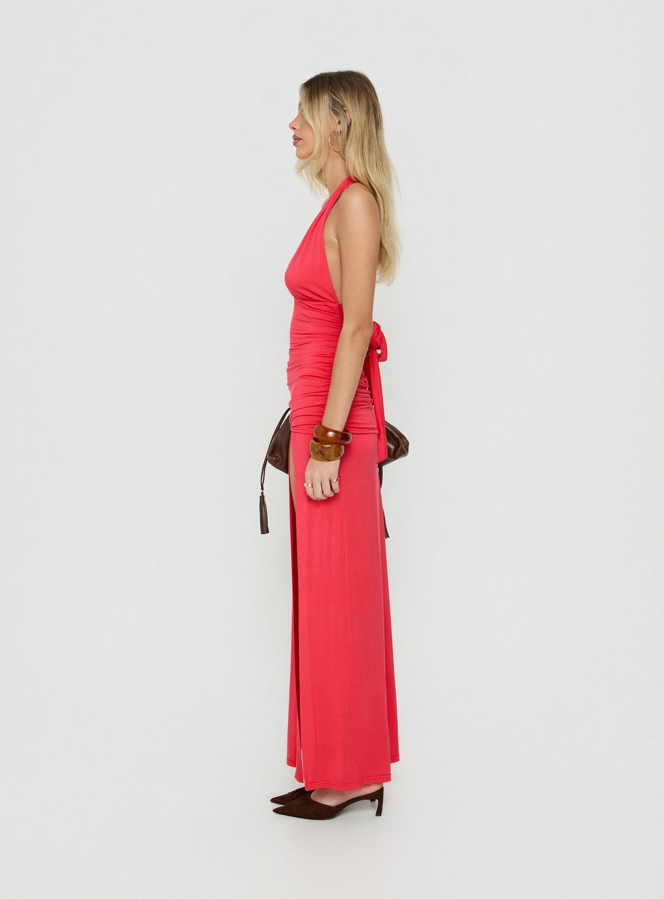 Anaisa Halter Jersey Maxi Dress Guava