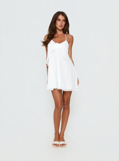 Big Picture Chiffon Babydoll Frill Mini Dress White