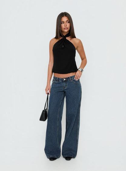 Adalynne Twist Front Top Black