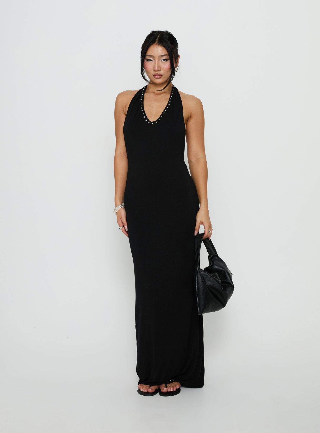 Ascenza Studded Racerback Maxi Dress Black