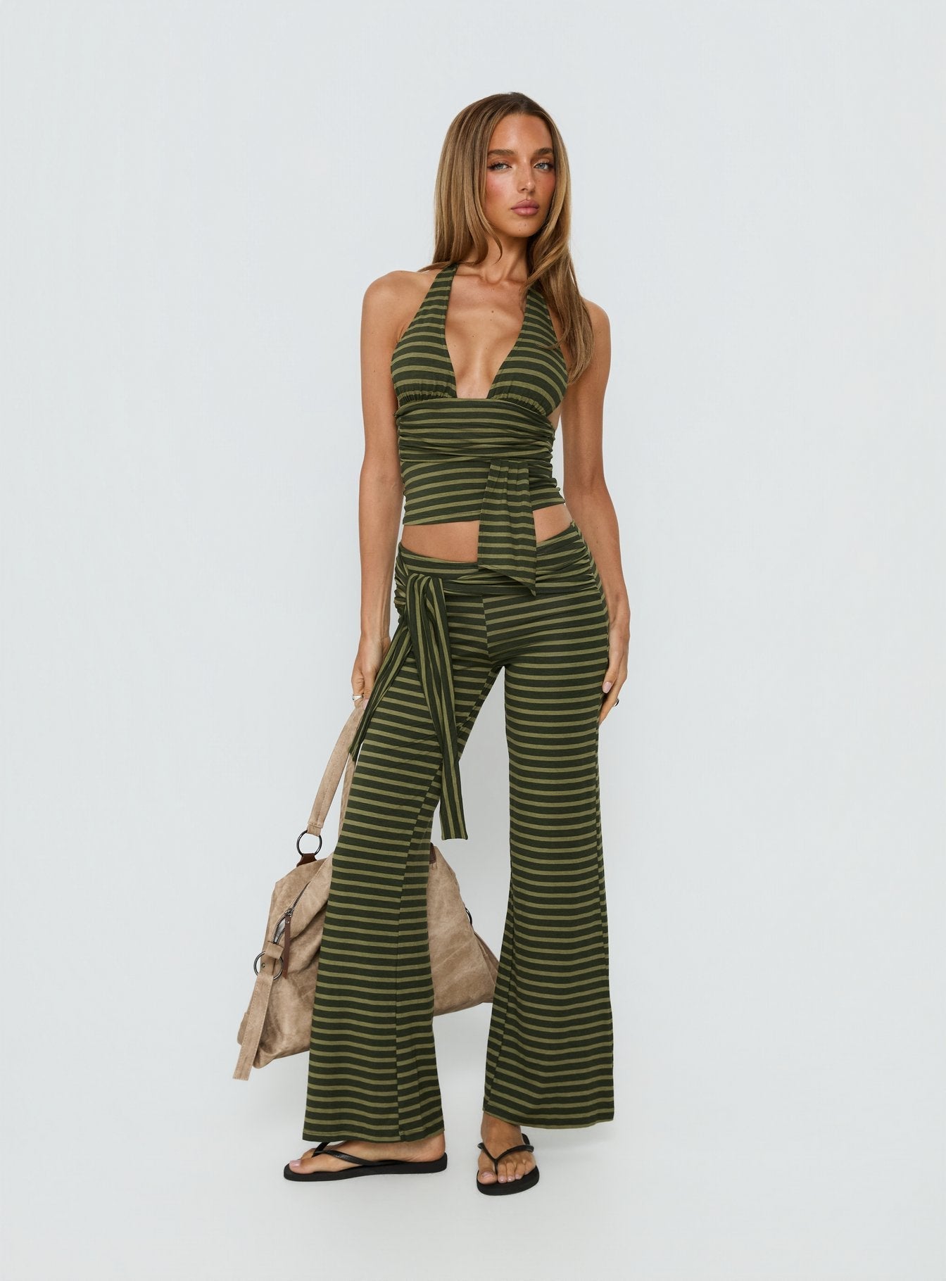 Aprilla Halter Top Green Stripe