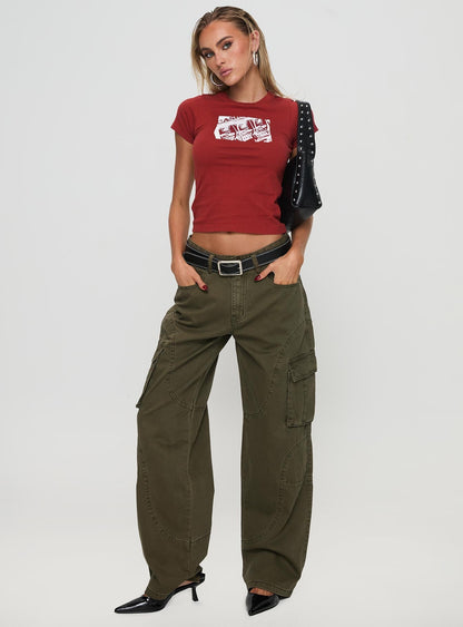 Ahstin Mid Rise Straight Leg Cargo Jeans Green Petite
