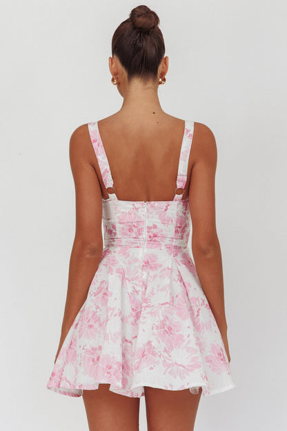 Get My Attention Off-Shoulder Mini Dress Floral Pink