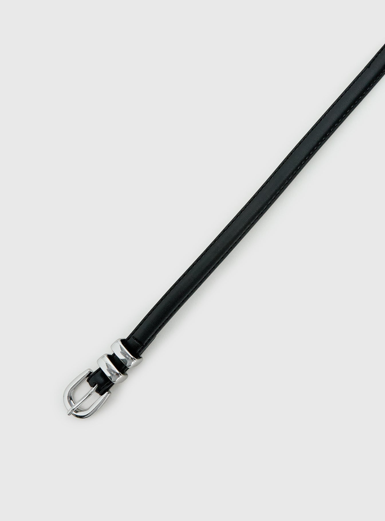 Antilles Faux Leather Micro Belt Black / Silver