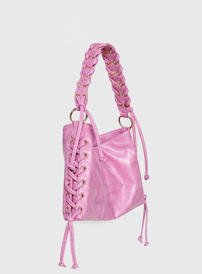 Amadea Tie Detail Shoulder Bag Pink