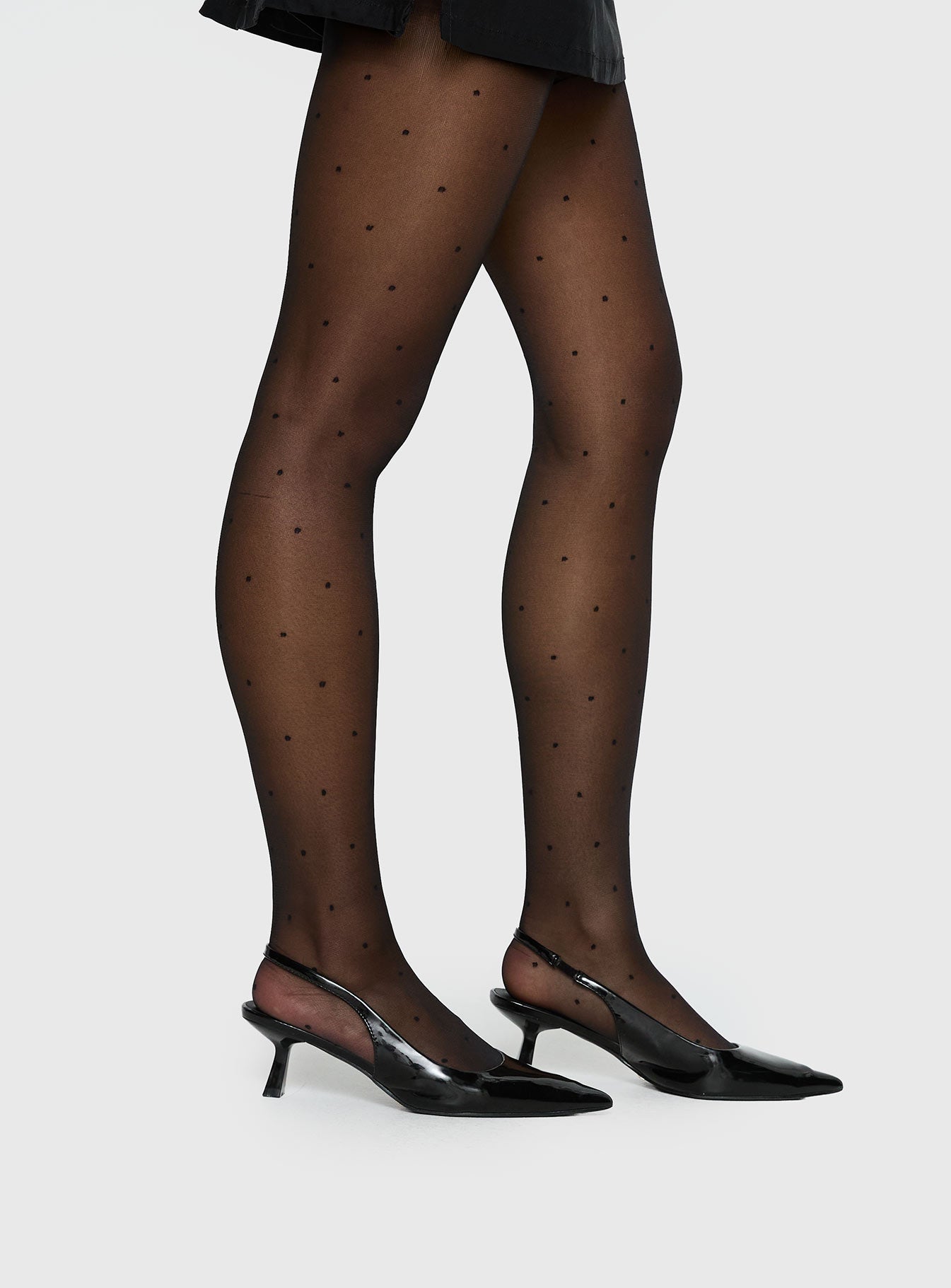 Avelaine Sheer Polka Tights Black