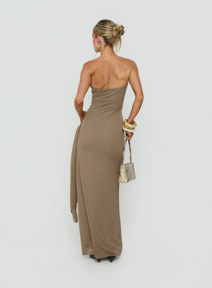 Analeah Strapless Maxi Dress Brown