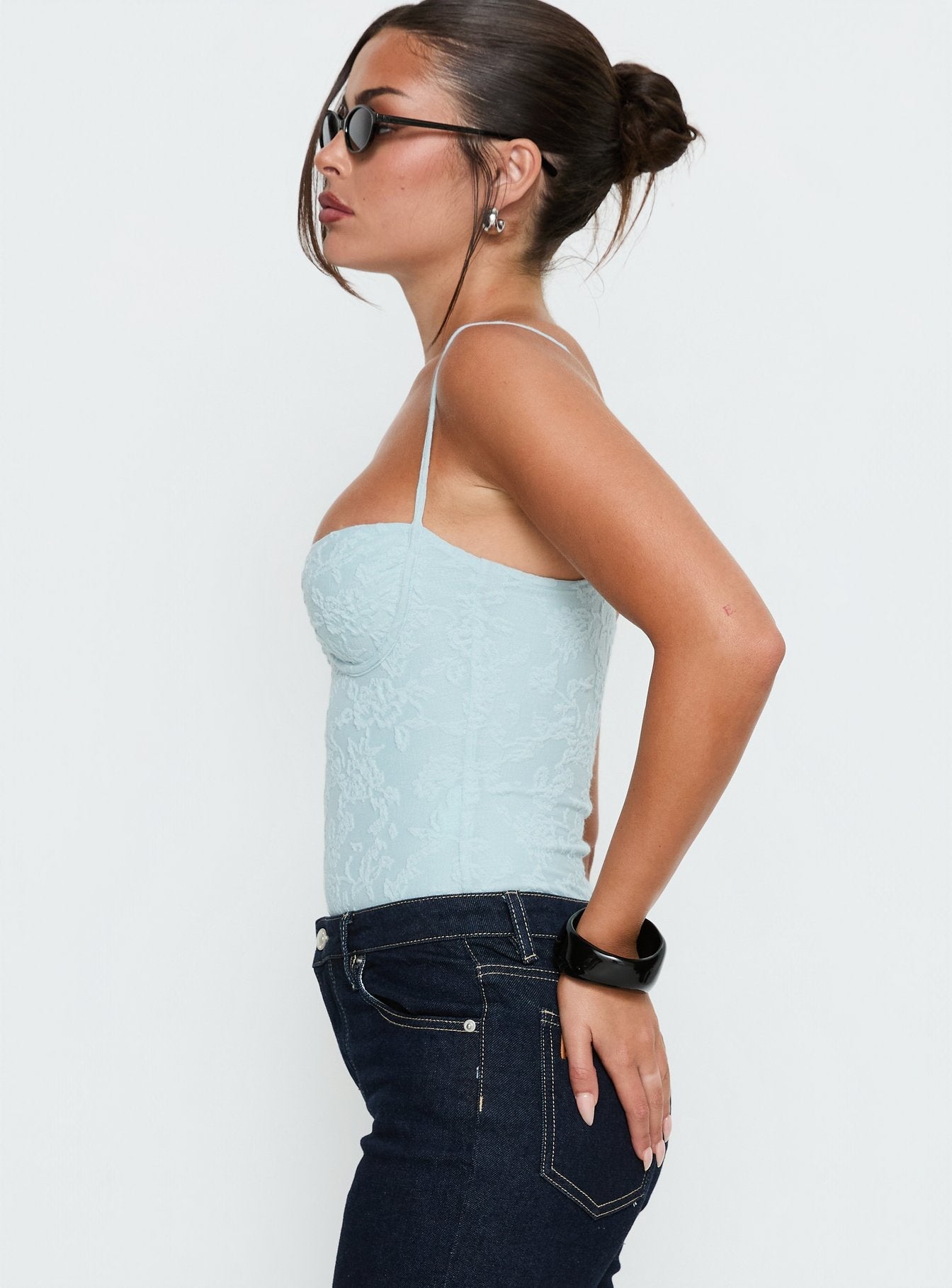 Alorah Textured Bodysuit Blue