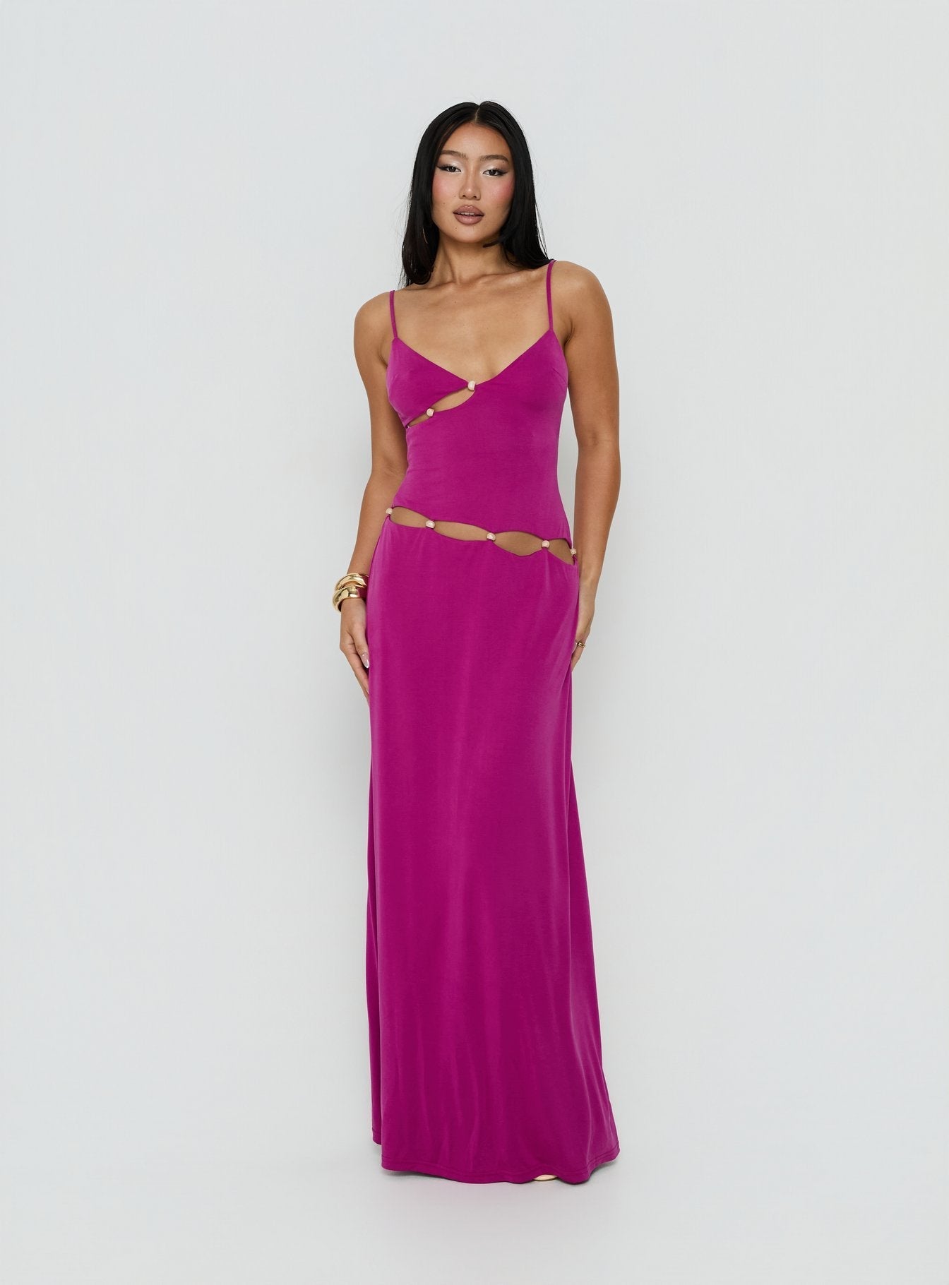 Allspice Beaded Maxi Dress Plum