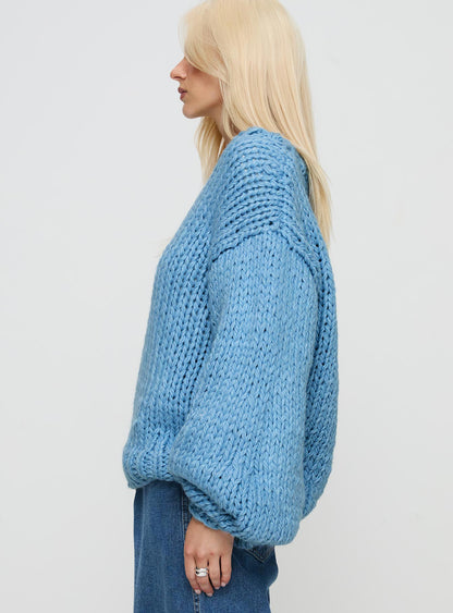 Arrowtown Hand Knit Sweater Blue