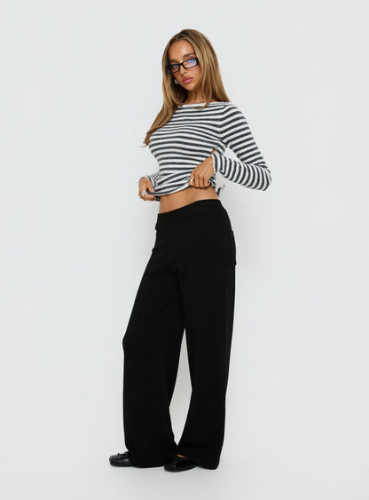 Bekki Wide Leg Knit Pant Black