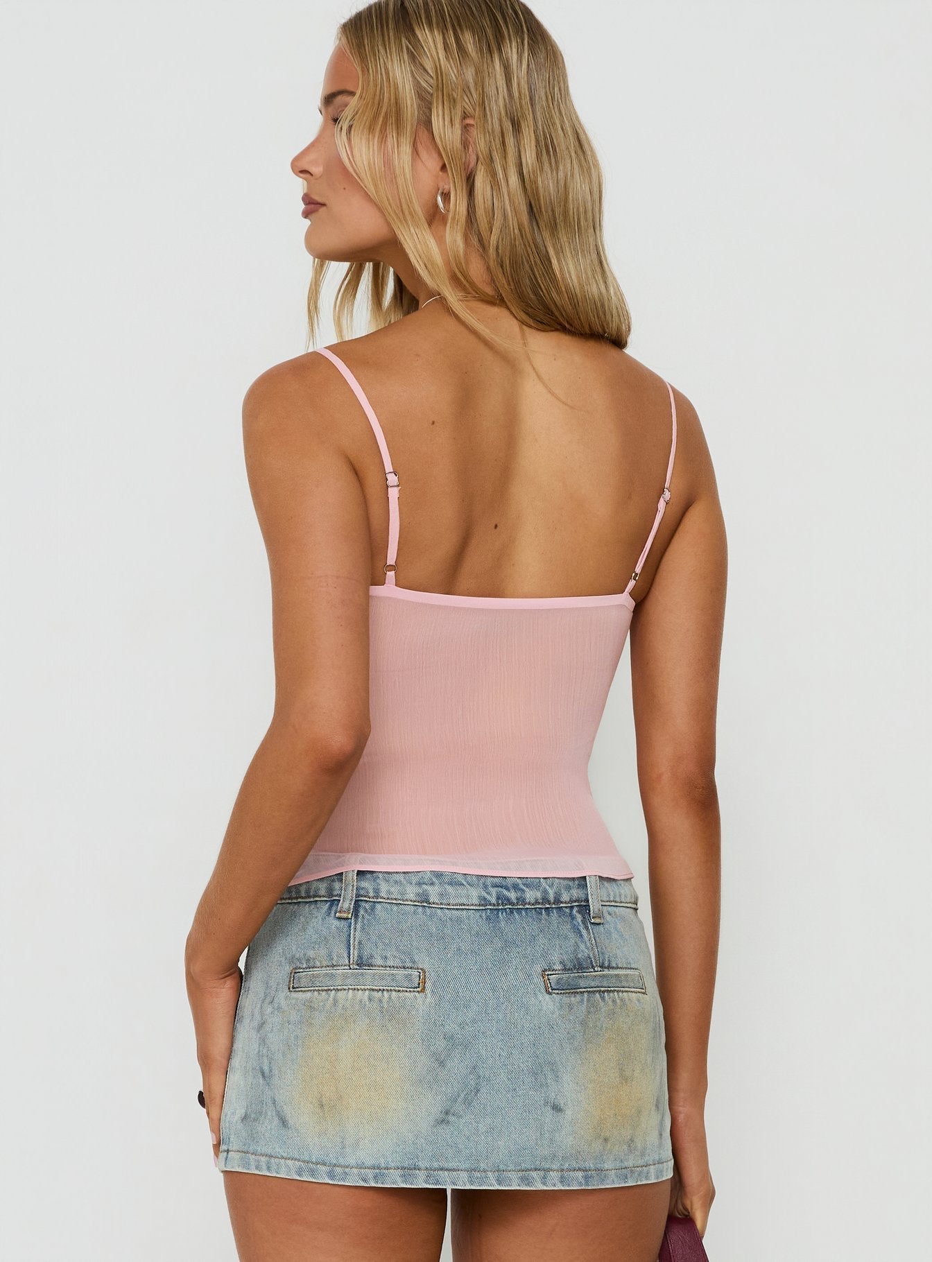 Andris Lace Detail Cami Top Pink