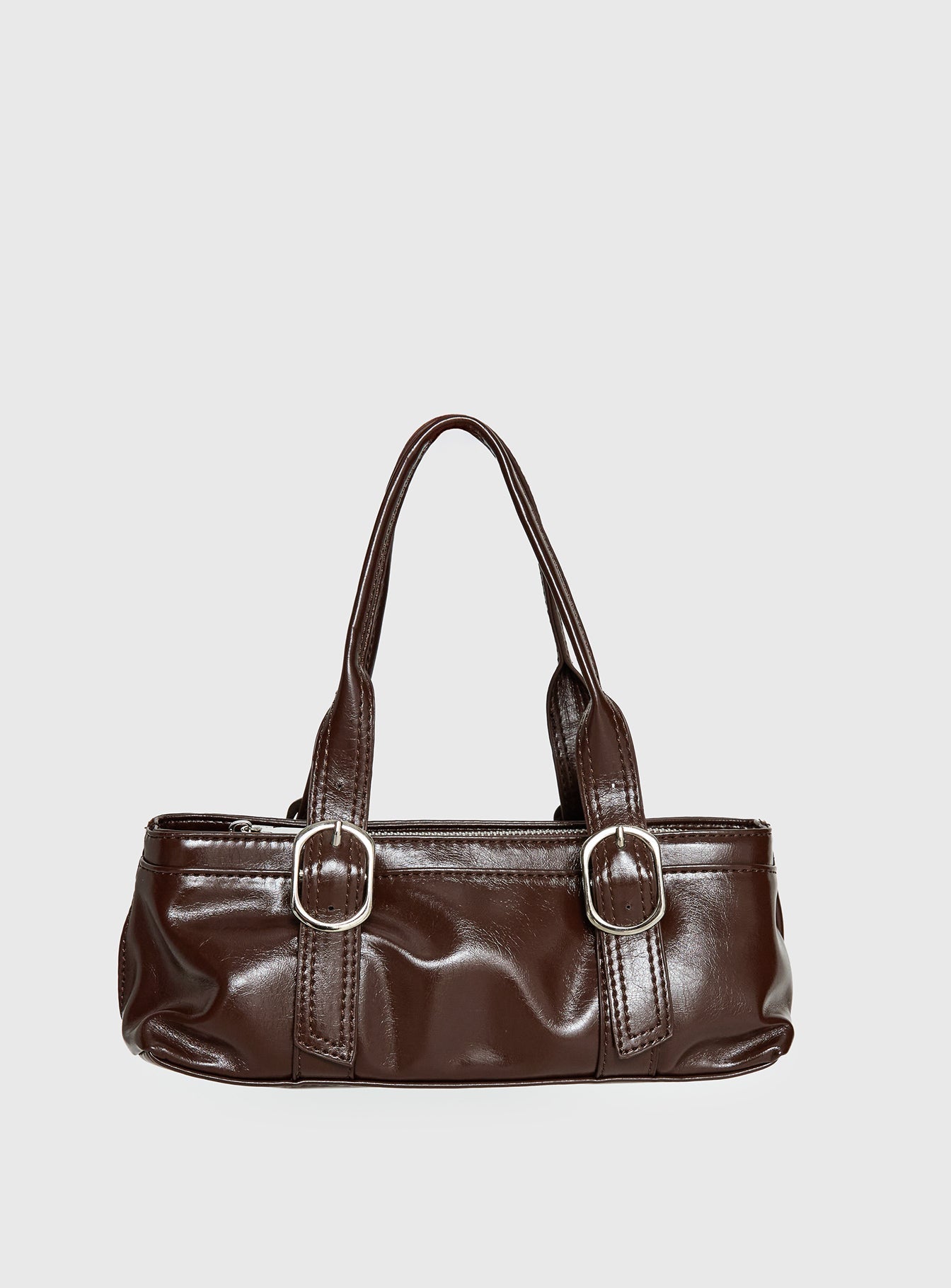 Aperture Faux Leather Shoulder Bag Brown