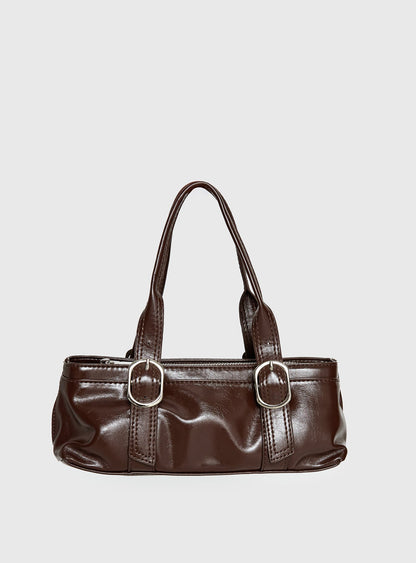 Aperture Faux Leather Shoulder Bag Brown