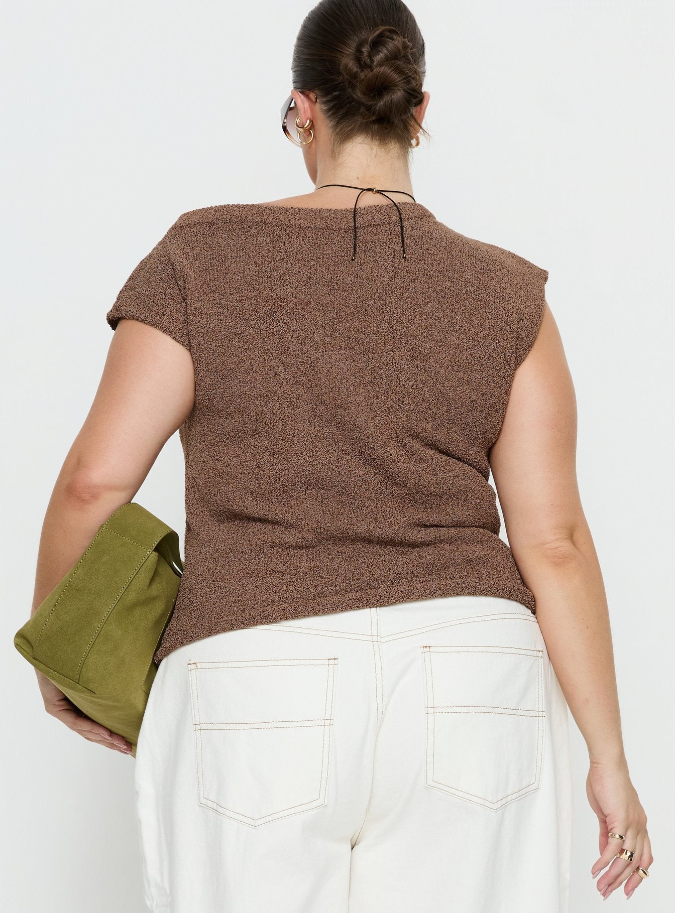 Ashfield Off Shoulder Top Brown Curve