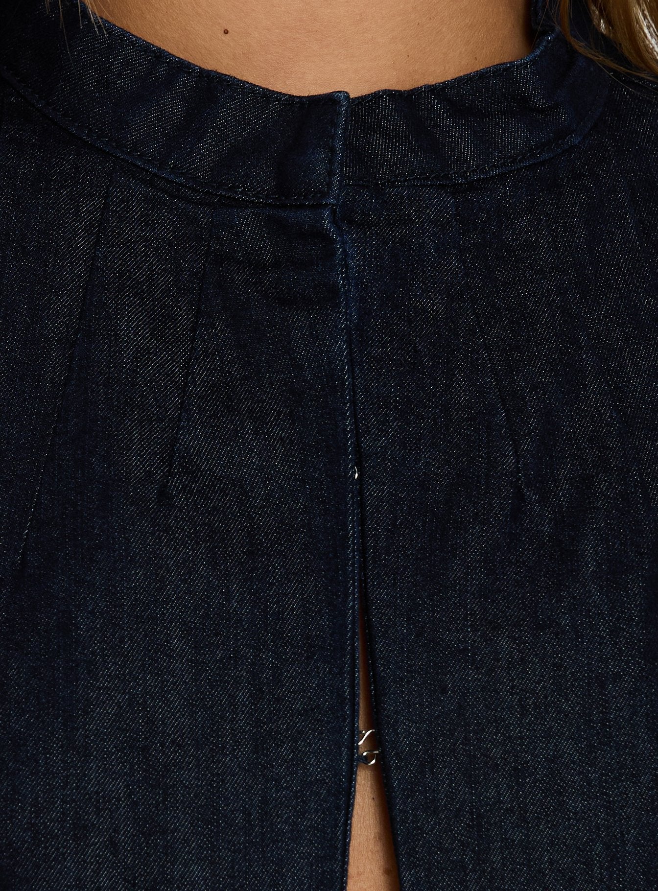 Alnira Cap Sleeve Denim Top Indigo