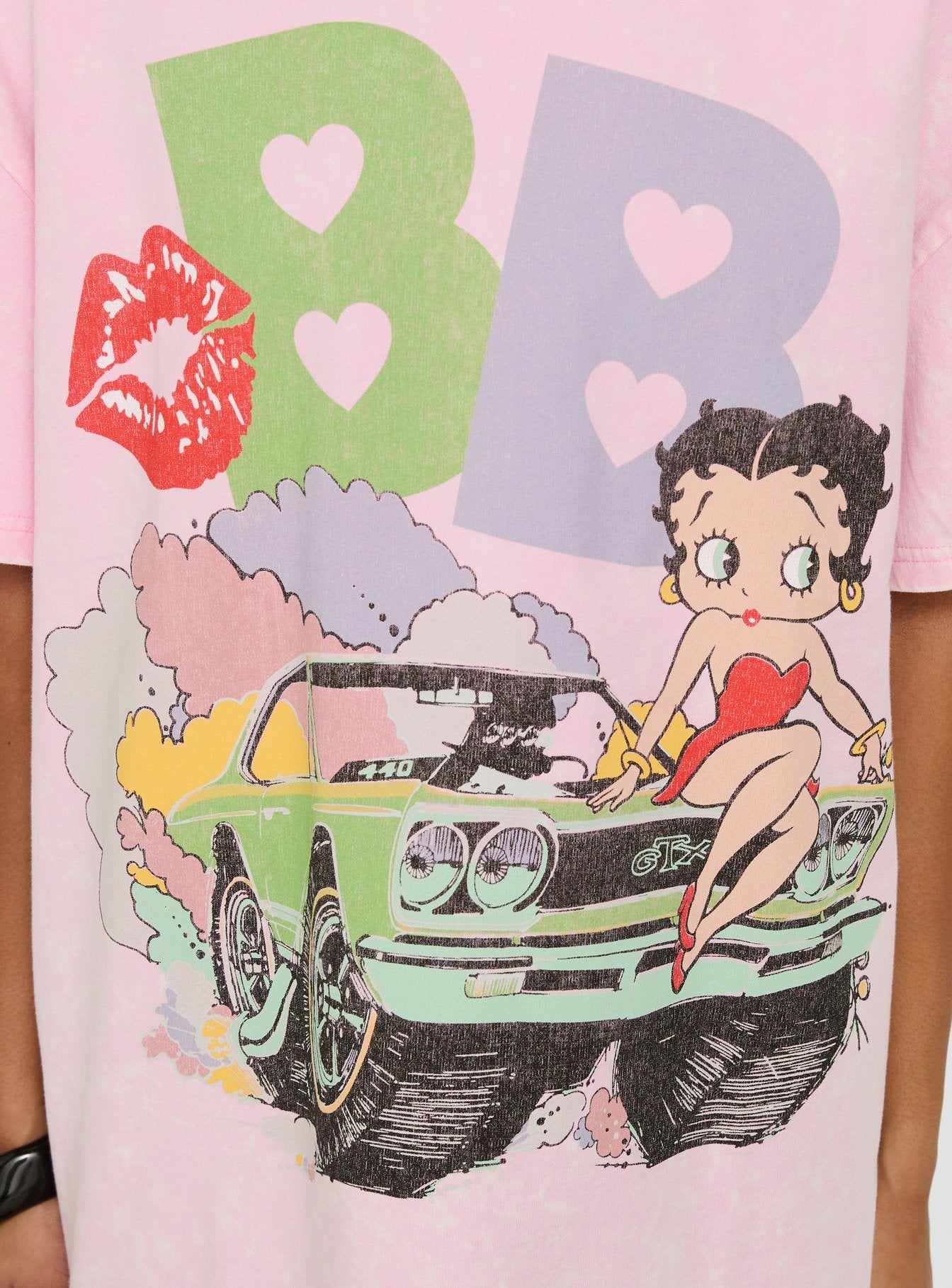 Betty Boop Speedracer Oversized Graphic Tee Washed Pink