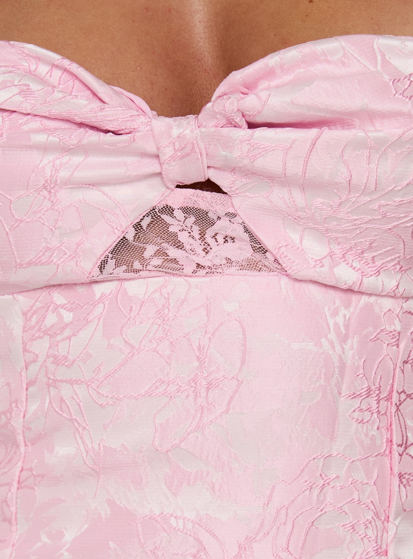Aubriana Strapless Mini Dress Pink Jacquard