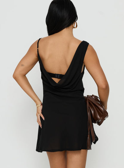 Adelayde Cowl Neck Bra Mini Dress Black